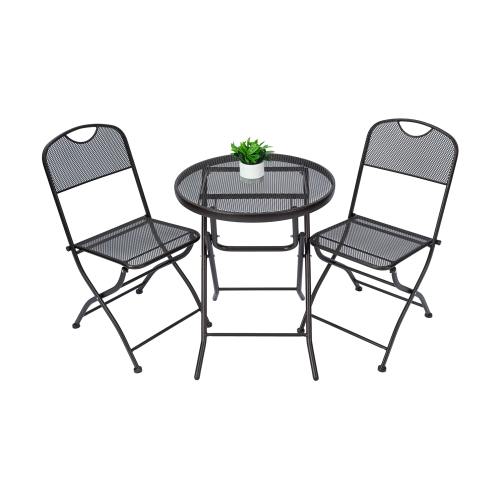 Round Mesh Table and Mesh Chairs